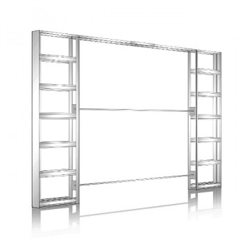 Beidseitige Ausführung des Eclisse TELESKOP Einbaukastens für in der Wand laufende Schiebetüren - hier in der Trockenbau-Ausführung